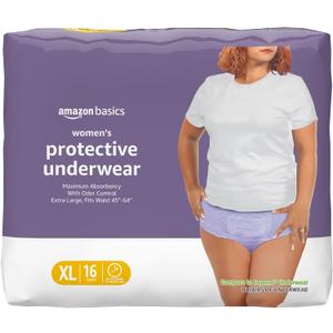 Amazon Basics Incontinence Underwear for Women, Protective, Disposable, Postpartum, Maximum Absorbency, X-Large, Lavender, 16 Count Amazon Basics Incontinence Underwear for Women, Protective, Disposable, Postpartum, Maximum Absorbency, X-Large, Lavender, 16 Count