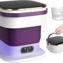 Portable Washing Machine, 15L Mini Washing Machine with Spin Basket & 3 Cleaning Modes for Small Clothes,Foldable Mini Washer for Apartments, Dorms, Camping (Purple)