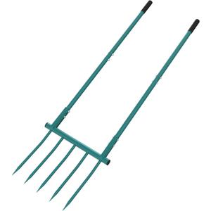 Broadfork Garden Tool Heavy Duty 5 Tines 20 in Wide Broad Fork for Gardening, 55 inch Ergonomic U-Shaped Design Hand Tiller for Cultivating, Aerate Clay Soil for Farm (Green)