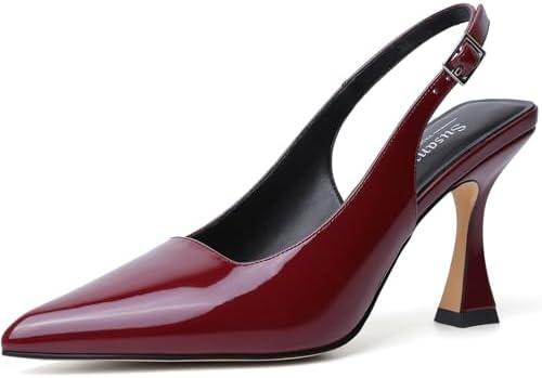 Susanny Slingback Kitten Heels Elegant Dressy Pumps for Women Closed Pointy Toe Sexy Chunky High Heels Wedding Bride Prom Party Dress Shoes Size 7