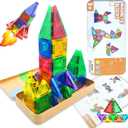 Mini Magnetic Tiles Travel Magnetic Tiles, 26 PCS Magnetic Building Blocks Set with Strongest Magnets, Travel Toys Christmas Toy Gift Ages 3-5 5-7 4-8 Boys and Girls