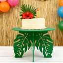 Lallisa 12" Palm Tropical Cake Stand for Hawaiian Party Cupcake Stand Jungle Luau Decorations Hawaiian Cupcake Holder for Tropical Themed Safari Zoo Birthday Party Favor Supplies (Green)
