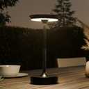 Globe Electric 60000176 10.5" 2W Led Integrated Outdoor Table Lamp, Black, Rechargeable Battery, USB-C Charging Cable Included, 3-Level Touch Dimmer Switch, Damp Rated