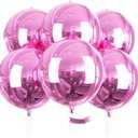 PartyWoo Pearl Pink Foil Balloons 6pcs 22 Inch Large Round Foil Big Giant 4D Jumbo Inflatable Mirror Ball Mylar Balloons for Baby Shower Birthday Gender Reveal Tea Princess Party Decorations