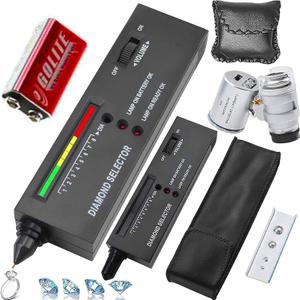 Diamond Tester60X Mini LED Magnifying, High Accuracy Jewelry Diamond Tester Tool, Environmental Protection 9V Battery, Professional Diamond Selector for Novice & Expert, Thermal Conductivity Meter