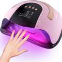 268W UV LED Light Lamp Nail Dryer for Gel Polish with 57 pcs Dual Light Beads 4 Timer Setting and Automatic Sensor (Pink)
