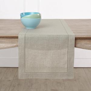 Solino Home Linen Natural Table Runner 72 Inches Long - 100% Pure Linen Hemstitch Table Runner 14 x 72 Inch for Dresser, Dining, Spring, Easter, Mothers Day - Classic Hemstitch