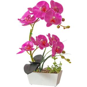Purple Orchid Artificial Flowers Indoor Large Faux Orchids in Pot Phalaenopsis Flowers Arrangement Fake Flowers Dining Table Decor Centerpiece Bathroom Plants Home Decoration