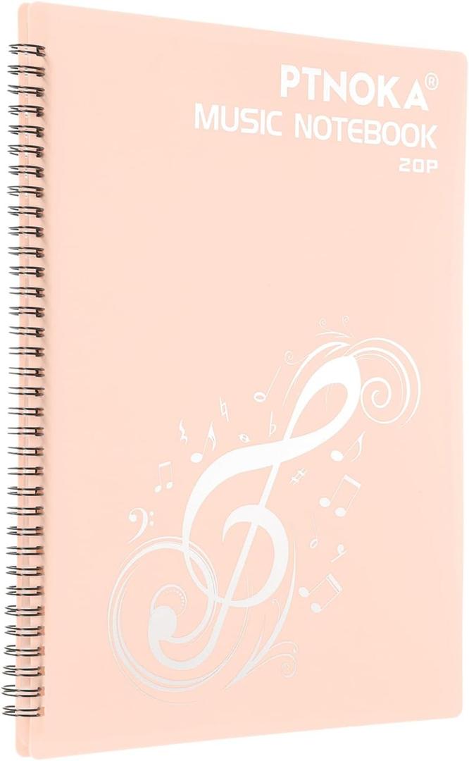 MECCANIXITY Sheet Music Folder Display 10 Sleeves 20 Pages Spiral Binder Organizer, Letter Size 8.5 x 11 Paper A4 Documents Storage Holder Bag (Light Pink)