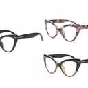 Oversized Cat Eye Reading Glasses for Women Fashion Cute Blue Light Blocking Computer Readers(3 Pack, +1)