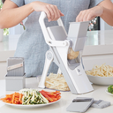 Upright Mandoline Slicer – 5 Stainless Steel Blades, BPA-Free and Dishwasher