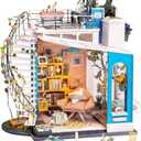 Rolife DIY Miniature House Kit Dora's Rooftop, Tiny House Kit for Adults to Build, Mini House Making Kit with Furnitures, Halloween/Christmas Decorations/Gifts for Family and Friends (Dora's Rooftop)