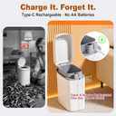 funest Bathroom Trash Can with Lid, Automatic Motion Sensor Trash Can, 3.5 Gallon Garbage Can, Type-C Rechargeable, Bag-Holding Design, One-Pull Auto Packing, Quiet-Close Hinge for Bedroom, Office
