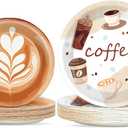 gisgfim 48 Pcs Coffee Party Plates Supplies Tableware Set Coffee Bean Birthday Party Decorations Latte Fun Cup Theme Baby Shower Table Supplies Favors Decors for 48 Guests