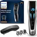 Philips Norelco Hair Clipper 9000 Series, Hair Trimmer, Auto Turbo, Dual Cut Technology, Motorized Combs, 400 Length Settings, 120 Min. Runtime, Zero Maintenance, HC9450/40 (Hair Clipper 9000, Black & Silver)