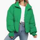 UANEO Puffer Jacket Womens Oversized Cropped Puffy Quilted Winter Jackets Coat Size Small, Green , Emerald 