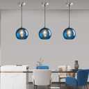 Modern 3-Pack Glass Globe Pendant Lights, Blue Modern Pendant Lighting for Kitchen Island, Clear Glass Hanging Lamps for Dining Room Living Room Bedroom, Small 5.9 Inch Fixture (Bulbs Not Included)