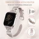 Slim Leather Band Compatible with Apple Watch Bands Women 38/40/41/42mm Dressy Slim Leather Strap with Designer Interlock Buckle Bracelet for iWatch Series 10/9/SE/8/7/6/5/4/3/2/1 Starlight