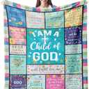 CUJUYO Christian Gifts for Women Blanket 80"x60" - Religious Catholic Baptism Confirmation Gifts for Girls - Birthday Inspirational Spiritual Gift for Women - Bible Verse Flower Christian Blankets