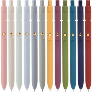Ddaowanx Gel Pens, 12 Pcs 0.5mm Quick Dry Black Ink Pens Fine Point Smooth Writing Pens, Cute Office School Supplies Gifts for Women (12 Pcs Vintage+Morandi-Black Ink)