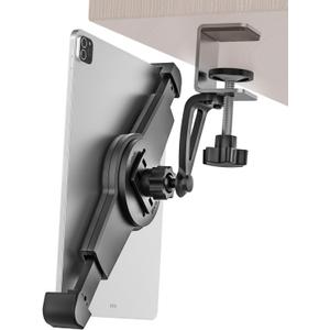Under Cabinet Tablet Mount for Kitchen [Portable Small Clamp] Kitchen Tablet Holder for Counter Stand, 360 Rotatable Metal Clip, Compatible with 7-11" Tablet Like iPad Pro, Air, Mini, Galaxy, Fire
