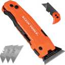 Klein Tools 44306 FLICKBLADE 2-in-1 Folding Utility Knife and Scraper with Built-In Blade Storage, Dual Locking Positions, Includes 3 Triple-Ground Carbon Steel Blades