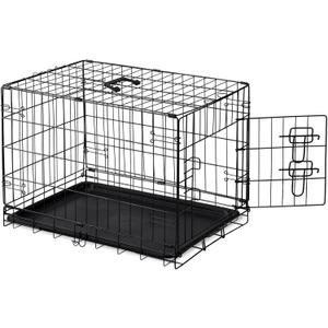 DUMOS Dog Crate, 30 Inch Medium Single Door Dog Cage with Plastic Leak-Proof Pan Tray, Folding Metal Wire Pet Kennel for Indoor, Outdoor, Travel (30"L x 17.5"W x 19.75"H)