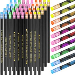 Eersida 40pcs Color Changing Mood Pencils Fun Pencils Bulk for Kids Students Motivational Pencil 2B Assorted Thermochromic Pencil with Eraser (Inspirational)