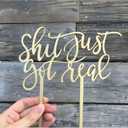 Wooden Shit Just Got Real Cake Topper, Bachelorette/Wedding/Engagement Party, Funny Wedding Party Decorations, Bridal Shower Party Supplies