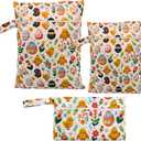 3pcs Cloth Diaper Wet Dry Bags Waterproof Reusable with Two Zippered Pockets Travel Beach Pool Daycare Soiled Baby Items Yoga Gym Bag for Swimsuits or Wet Clothes (PENGUIN)