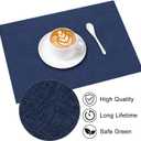 Cloth Placemats Set of 6, Cotton Linen Blend Machine Washable Durable Linen Table Mats, Heat Resistant Placemats Wrinkle Free Place Mats for Dining Table, Easy to Clean (Navy Blue, 6)