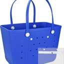 Beach Bag, Rubber Tote Bag, Waterproof Sandproof Washable Tote for Boat Pool Sports Gym Beach Travel