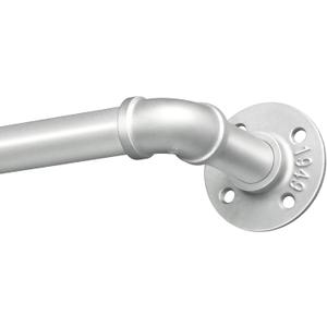 1 Inch Curtain Rods for Windows 72 to 144, Outdoor Industrial Adjustable Blackout Curtain Rod, Indoor Heavy Duty Wrap Around Drapery Pole, Silver, 72-144"