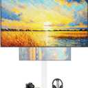 Rolling TV Stand for 10 to 46 Inch Flat Curved TV with Rotating, Portrait to Landscape, Height Adjustable Portable TV Stand with Wheels, Universal TV Cart for Bedroom, Living Room and Corner