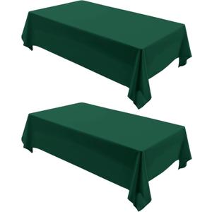2 Pack Green Christmas Tablecloth - 60 x 84 Inch Rectangle, Waterproof & Wrinkle Resistant Polyester Table Cover for Dining Table, Buffet Parties, Camping