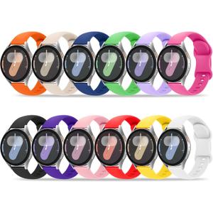 Bands Compatible with Samsung Galaxy Watch 7 6 5 4 40mm 44mm/6 4 Classic 43mm 47mm 42mm 46mm/5 Pro 45mm/Active 2 Band, 20mm Soft Silicone Sport Replacement Strap for Women Men
