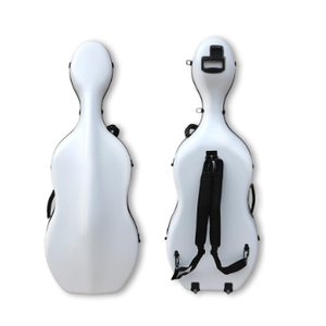 4/4 hard Cello case full size with wheels Aviation ABS Composite materials Durable and Sturdy cello box Embedded handle with Backstraps, Waterproof and Stable (White)