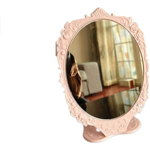 Dressing Mirror Fold Makeup Mirror, Retro Hand Held Beauty Mirror Light Portable Travel Mirror Plastic Single Side Small Mirror Clear (Color : Pink, Size : 20.514.3CM) (8.1"L x 5.6"W)
