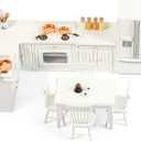 SAMCAMI Wooden Dollhouse Furniture Set - Miniature Dollhouse Furniture 1 12 Scale for Dollhouse Kitchen - Doll House Furniture Toys Incl Kitchen Cabinets, Dining Table, Refrigerator and Others (White)