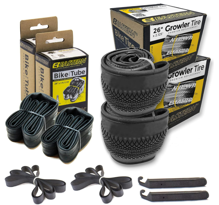 Growler Tire 26 x 2.125 Inch Tire Replacement Kits with or Without Inner Tubes. Includes Tools. Fits Bicycles with 26 x 1.75 or 26 x 2.125 Rim or Wheels. 2 Packs With Tubes