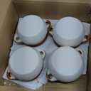 Set of 4 French Onion Soup Bowls, 16 Oz Soup Crocks with Handles and Lids, Ceramic Oven Safe Bowls, Brown and White Porcelain Soup Bowl for Stew, Chili, Cereal