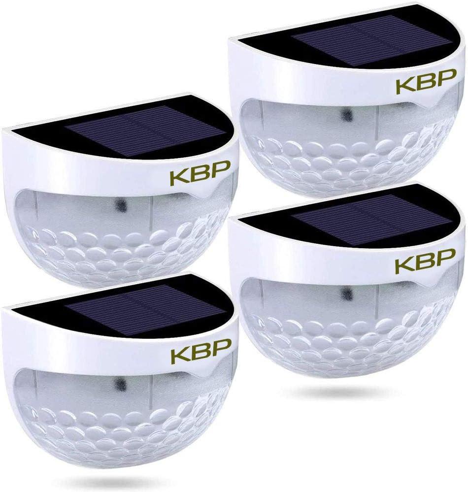 KBP Solar Fence Lights Outdoor Decorative Garden Lights Waterproof Wall Lights for Patio, Yard, Stairway (White)