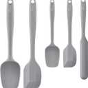 HOTEC 600℉ Heat Resistant BPA-Free Silicone Rubber Spatula Set, Kitchen Cooking Spatulas, Baking, Mixing for Non Stick Cookware, Dishwasher Safe, Set of 5 Grey