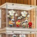 Acrylic Display Case - LED-Lit, 3 Layer Adjustable Clear Figure Display Case with Magnetic Door, Stackable Display Stand Box for Collectibles Action Figures