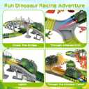 Dinosaur Toys Race Track for Boys 3-5 5-8 Year Old, Flexible Train Tracks Set with LED Light Up Dino Car, Dinosaur World Adventure Toys, STEM Birthday Gifts for Toddlers Kids Age 3 4 5 6 7