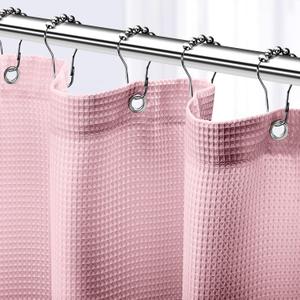 NEATERIZE Blush Pink Shower Curtain for Bathroom - Waffle Shower Curtain Hotel Style - 72x72 Inch Bathroom Curtain - Cortinas De Bao