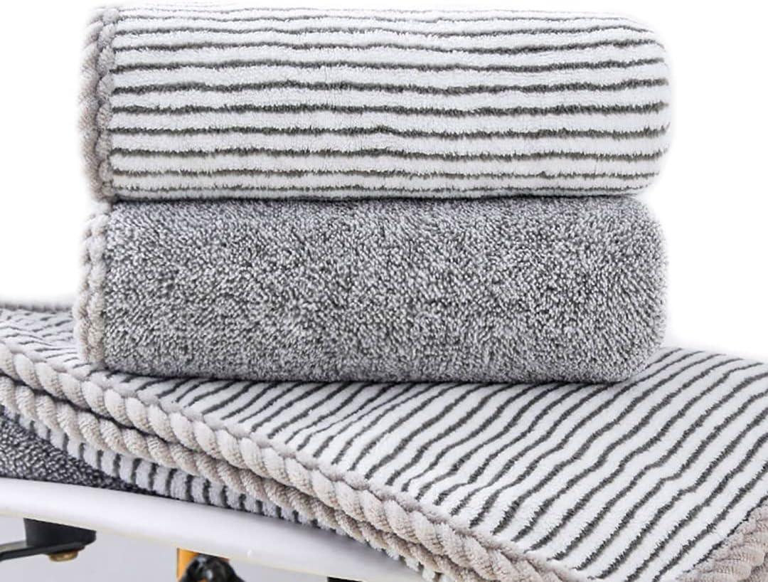 Kissvian 2 Pack Microfiber Hand Bath Towel Set, Superfine Fibre Coral Velvet Bathroom Towels with Hanger, Soft and Absorbent Washcloths for Hand Face Bath Spa Yoga Fitness, Size 13.4" x 30"