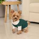 Lorehelina Dog Sweater for Medium Dogs Argyle Cable Knit Turtleneck Pullover Winter Clothes for Boys Girls Stretch French Bulldog Dachshund Corgi Pug Beagle Christmas Pet (M, Green)