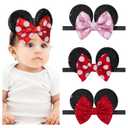choicbaby 3 PCS Mouse Ears Sequin Bow Nylon Hairband with Polka Dot Cute Baby Headbands Soft Hairbands Hair Accessories for Newborn Infant Toddler Party Supplies