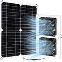 25W Solar Powered Fan for Chicken Coop, Plug Play, Solar Exhaust Fan for Shed, Greenhouse, Dog House, Kennel, Attic, Barn, Waterproof Ventilation with Strong Airflow, Easy Connector (25W 36.0 x 33.0 INCHES with Dual Fan Combination)